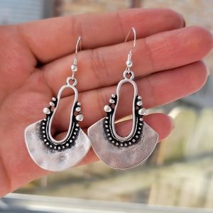 Bohemian Ethnic Silver Drop Earrings